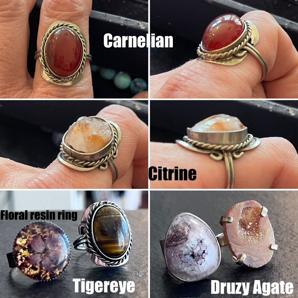 Various adjustable Rings- Mostly Peruvian, Genuine Gemstone - Picture 12 of 13